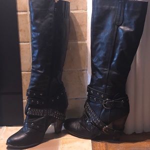 Women’s Size 9- Knee High Boots Black w/Studs